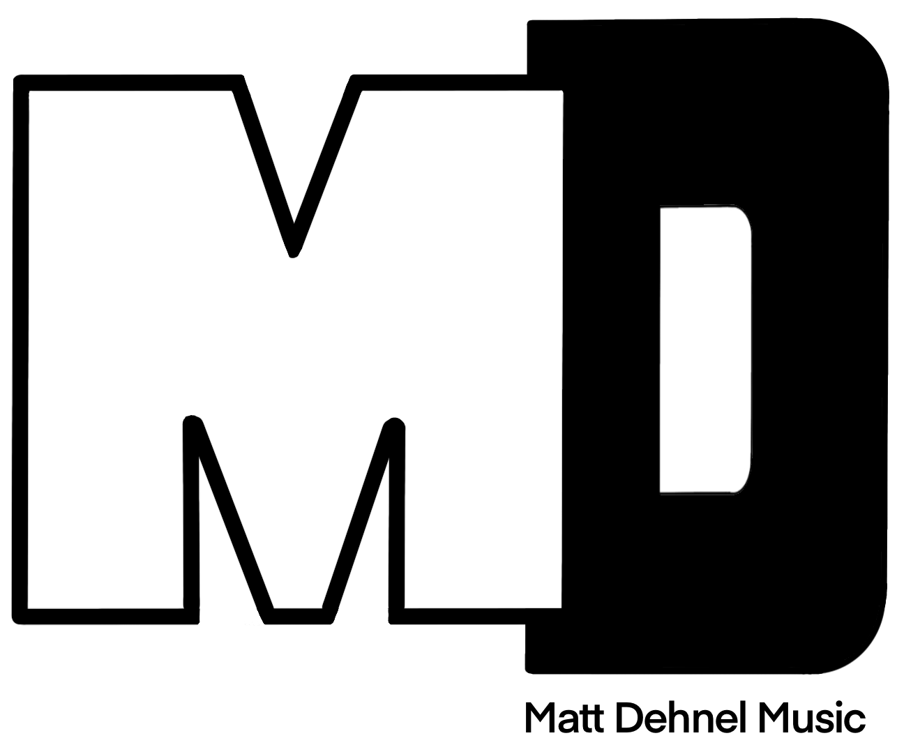 Matt Dehnel Music icon in black and white, centered on the homepage
